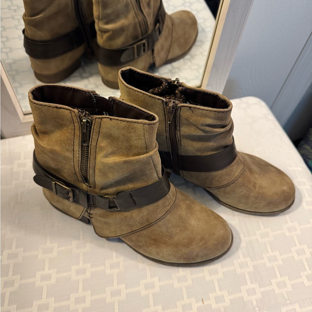 Brown Ankle Boots with Buckle Detail